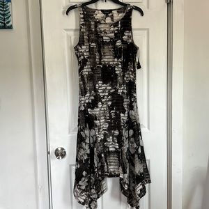 Simply Vera Vera Wang Sundress Womens Black and Grey Floral Midi NWOT S…